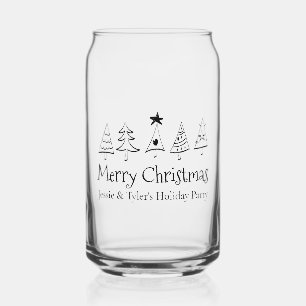 Verre Canette Noël Moderne Joyeux Fête Personnalisée Noir & Blan
