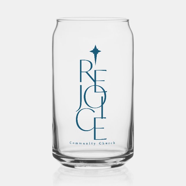 Verre Canette Noël moderne, typographique REJOIX & étoile (Recto)