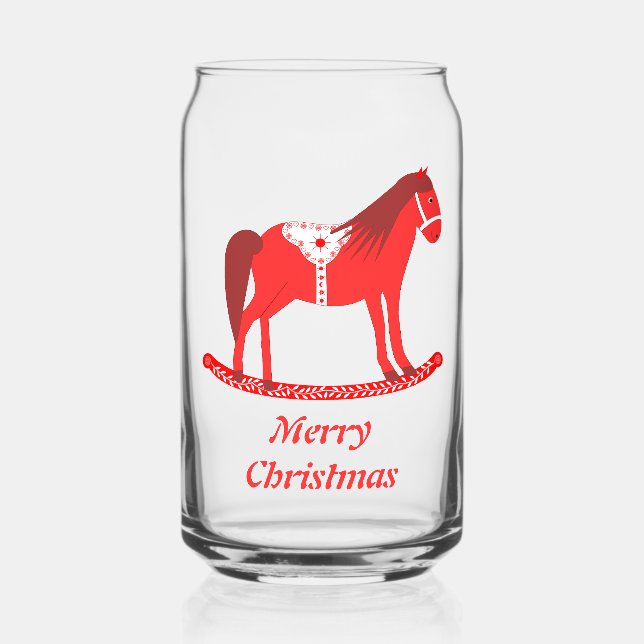 Verre Canette Noël scandinave Cheval Rocse Custom (Recto)