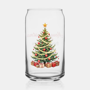 Verre Canette Nom, Arbre Décoré Magnifique, Joyeux Noël