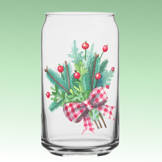 Verre Canette Nom, Bouquet de Noël Greenery Baies Rouges 16oz (Créateur téléchargé)