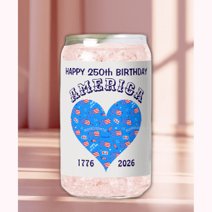 Verre Canette Nom Cœur Bleu Clair Joyeux Anniversaire Amériqu