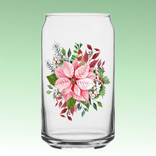 Verre Canette Nom, Couronne de Poinsettia Rose Belle 16oz