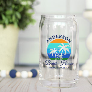 Verre Canette Nom de famille Beach House Sun Palm Trees