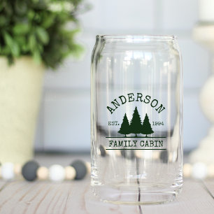 Verre Canette Nom de famille Cabine Forest Green Pines