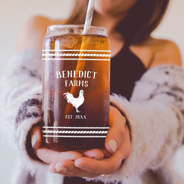 Verre Canette Nom de ferme personnalisé du poulet rustique (Créateur téléchargé)