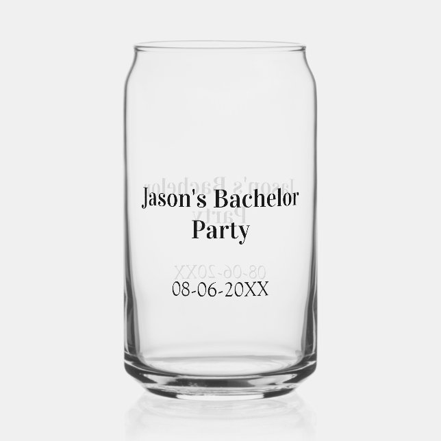 Verre Canette Nom de la fête de bachelor date simple minimal mei (Recto)