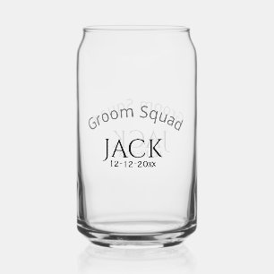 Verre Canette nom de l'équipe du marié date année lettre grasse