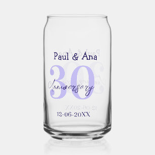 Verre Canette nom de lettre gras violet 30e anniversaire simple