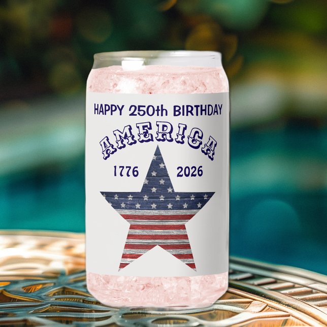 Verre Canette Nom || Drapeau vintage étoile Joyeux Anniversaire  (Créateur téléchargé)