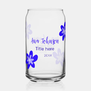 Verre Canette Nom du doodle fleur bleu année 20XX profession
