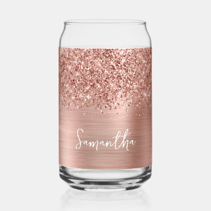 Verre Canette Nom du glamour or Rose Glitt