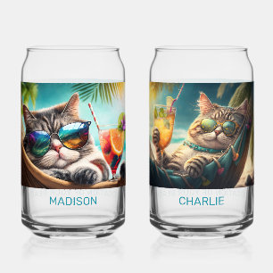 Verre Canette Nom et emplacement personnalisés Chats de vacances