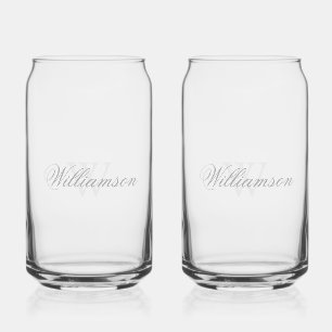 Verre Canette Nom et monogramme en gris