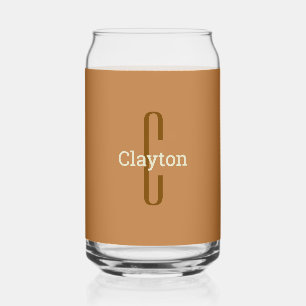 Verre Canette Nom initial   Boisson Masculine Cuivre & Marron