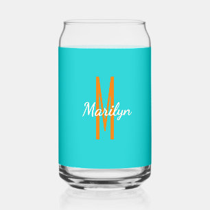 Verre Canette Nom initial Boisson Turquoise Foncé Orange