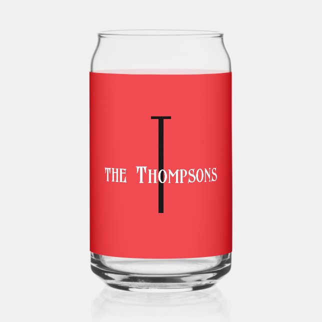 Verre Canette Nom initial | Boisson Vibrant Rouge 16oz (Recto)