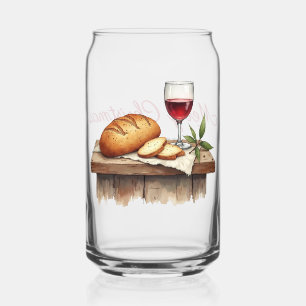 Verre Canette Nom, Joyeux Noël, Pain & Vin Rouge