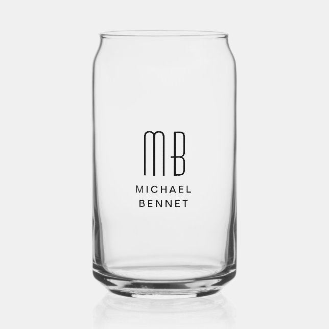 Verre Canette Nom monogramme moderne (Recto)