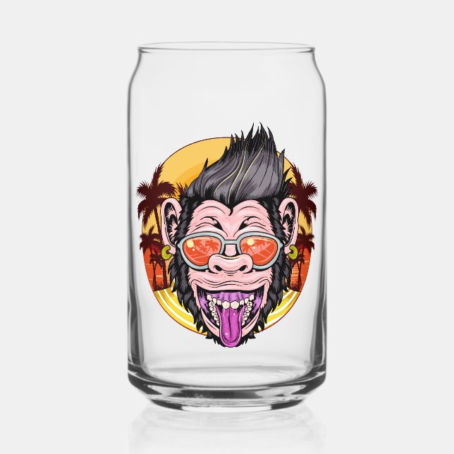 Verre Canette Nom personnalisé Beach Monkey (Recto)