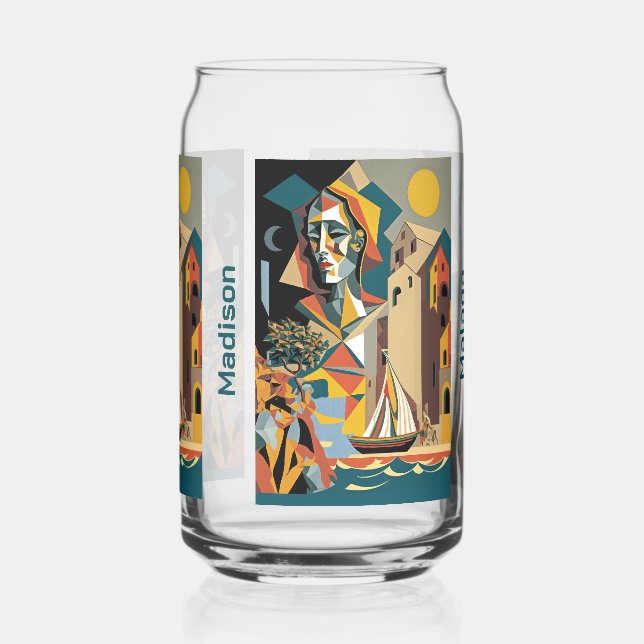 Verre Canette Nom personnalisé Cubist Malaga (Verso)
