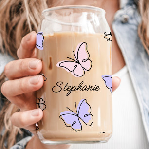 Verre Canette Nom personnalisé du papillon