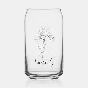 Verre Canette Nom personnalisé Février iris Fleur de naissance