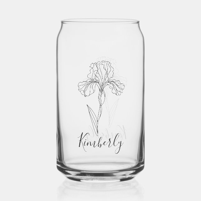 Verre Canette Nom personnalisé Février iris Fleur de naissance (Recto)