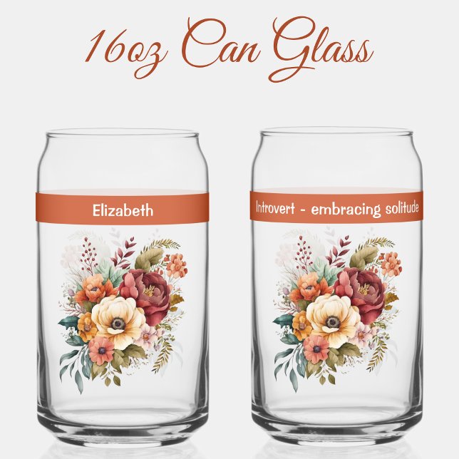 Verre Canette Nom personnalisé introversion fleurs de solitude o (Créateur téléchargé)