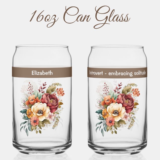 Verre Canette Nom personnalisé introversion solitude fleurs marr (Créateur téléchargé)