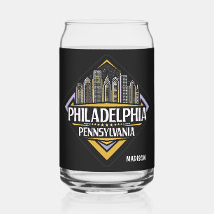 Verre Canette Nom personnalisé / Texte Philadelphie Pennsylvanie