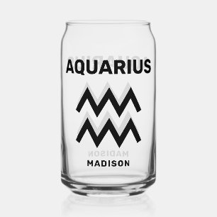 Verre Canette Nom personnalisé / Texte Symbole zodiaque Aquarius