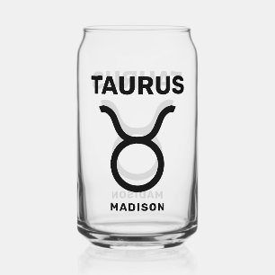 Verre Canette Nom personnalisé / Texte Zodiac Sign Taurus