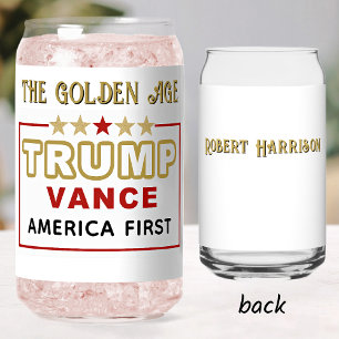 Verre Canette Nom, Président Trump 2025 L'âge d'or 16oz.