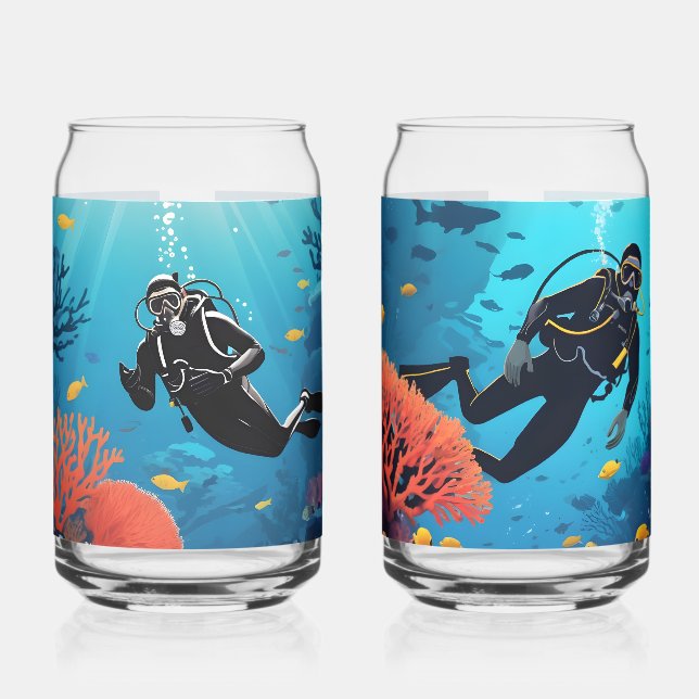 Verre Canette Noms Personnalisés Scuba Diver (Gauche)