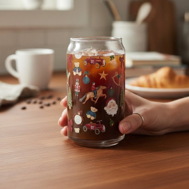 Verre Canette Nostalgic Holiday Toys Watercolor Christmas Design (Créateur téléchargé)