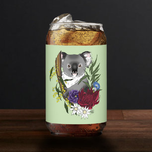 Verre Canette Nounours Koala Mignon Vert Flore Faune Australienn