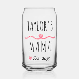 Verre Canette Nouvelle maman avec nom personnalisé, titre et ann
