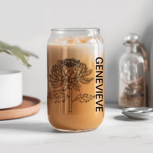 Verre Canette Novembre Fleur de naissance Chrysanthem avec nom p