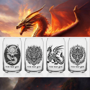 Verre Canette Nuit de jeu Dragons uniques 4 Texte personnalisé