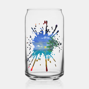 Verre Canette Œuvre d'art faite main - Jour et Nuit