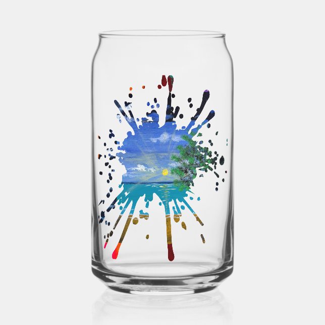 Verre Canette Œuvre d'art faite main - Jour et Nuit  (Verso)