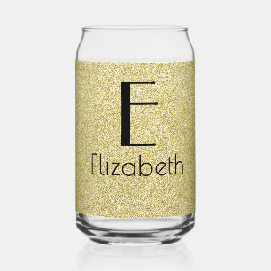 Verre Canette Or anniversaire or et noir    Rétro, nom et initia