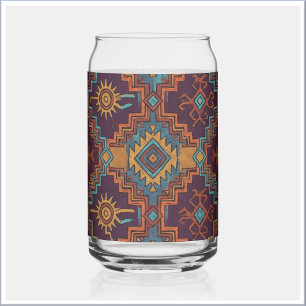 Verre Canette Or Sud-Ouest Tribal Turquoise Violet Foncé
