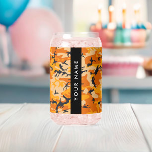 Verre Canette Orange Camouflage Votre nom Personnalisez