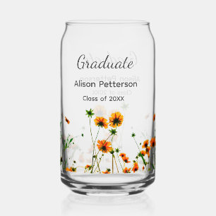 Verre Canette Orange jaune fleur sauvage moderne graduatie rusti