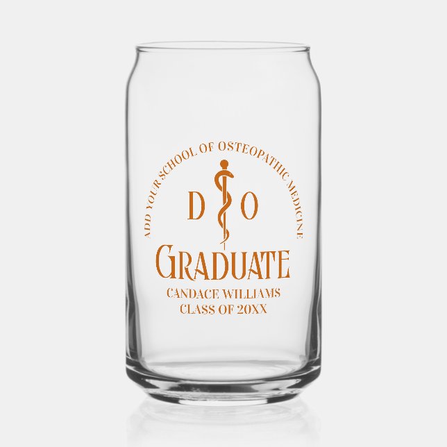 Verre Canette Orange Ostéopathic Médicale School Graduation (Recto)