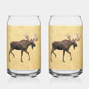 Verre Canette Orignal sur vieux papier