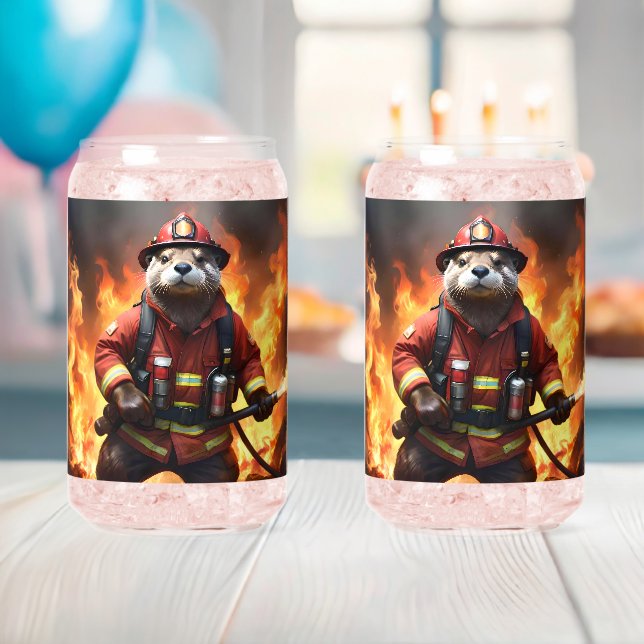 Verre Canette Otter Fireman Backburing, (Insitu (Baby Shower))