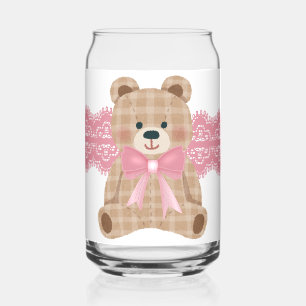 Verre Canette ours avec un nœud rose
